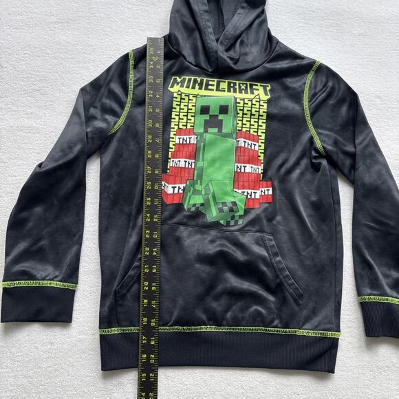 Jumping Beans Boys Minecraft Hoodie Creeper TNT Size 8 Black Warm - Picture 4 of 7